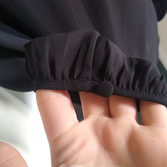 J. CREW Black Long Sleeve Blouse with Black and White Rope trim - Picture 5 of 7